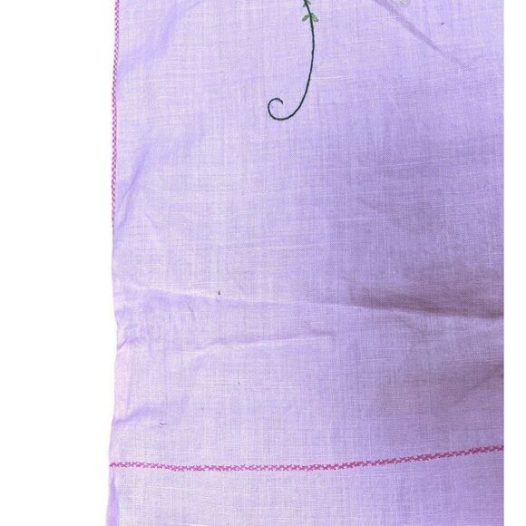 Vintage Handmade Pink Square Embroidered Floral Tablecloth 42 x 41 Appliqué Cute - Picture 11 of 16